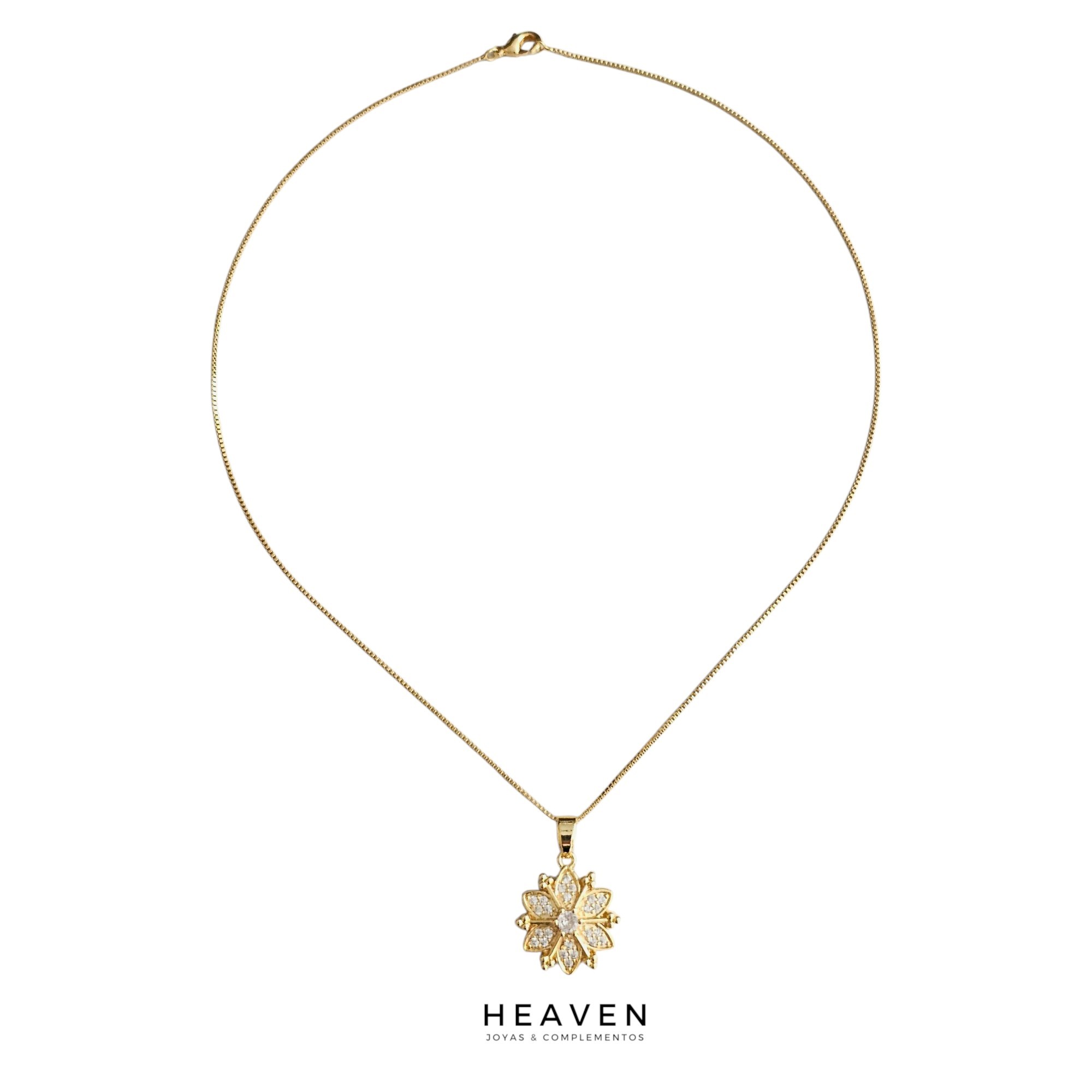 Cadena enchapada en oro. Zirconias blancas