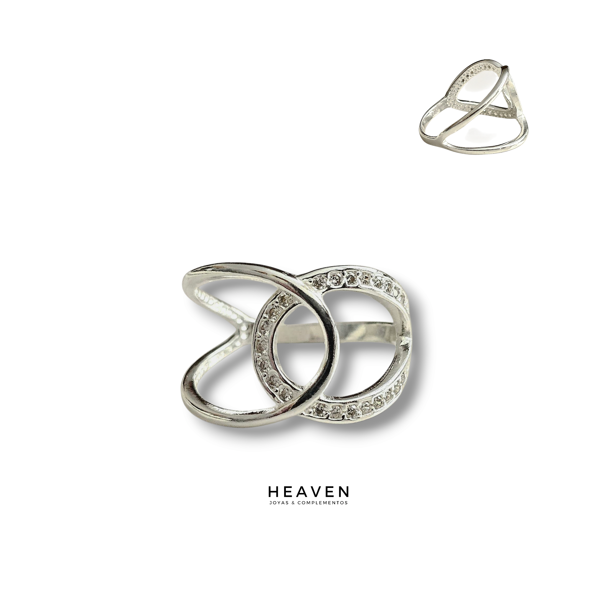 Anillo en plata. Circones blancos