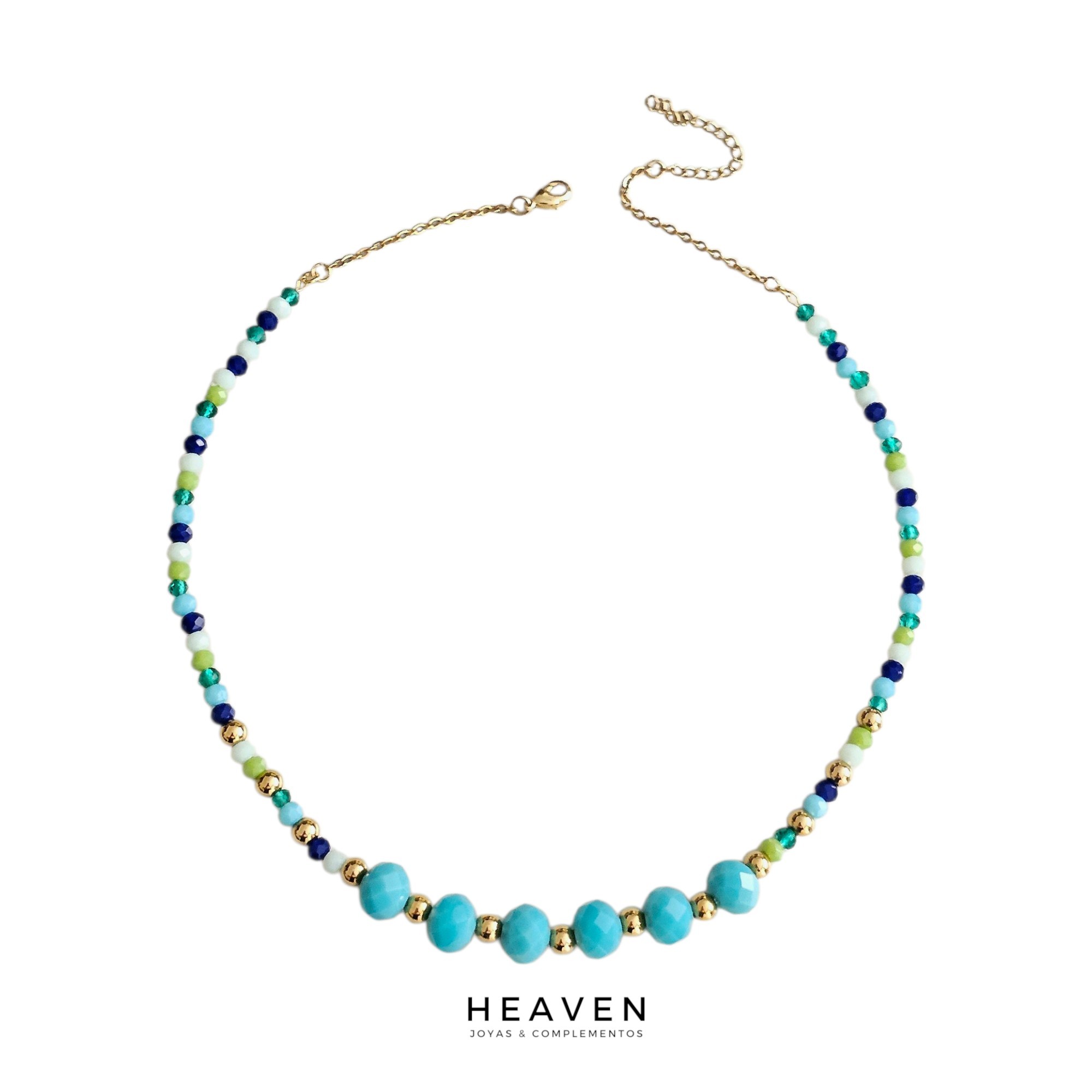 Collar en acero y cuentas de cristales