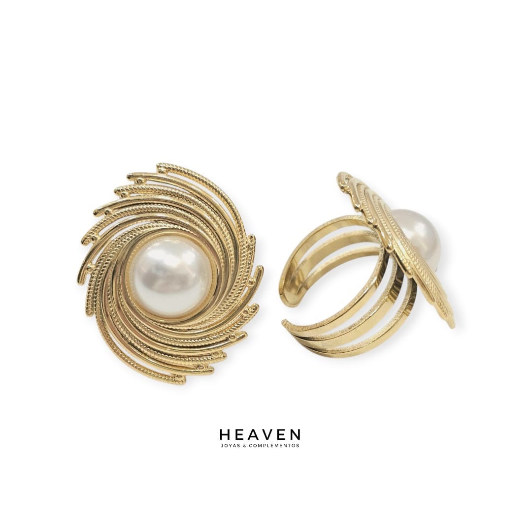Maxi anillo en acero y perla.