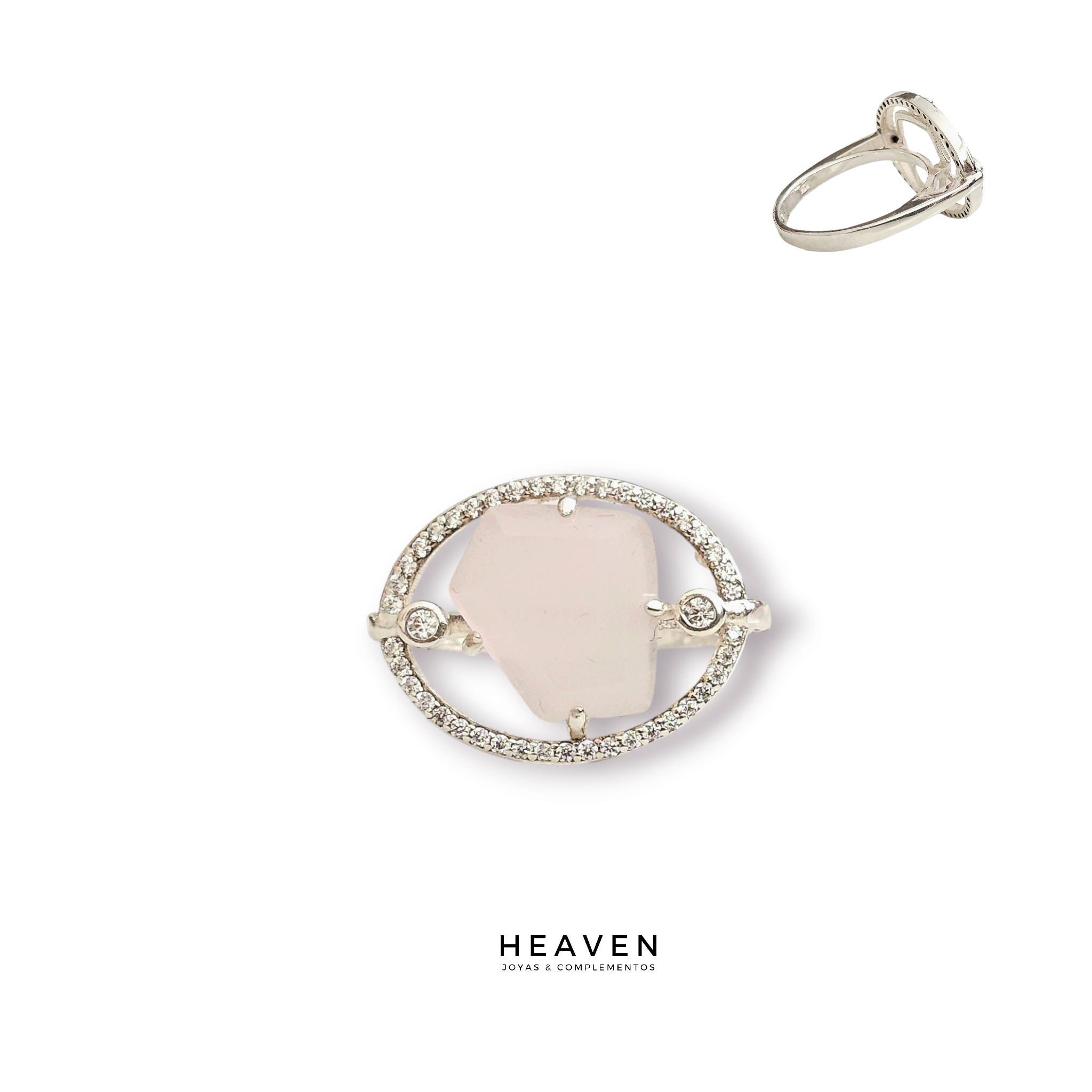 Anillo en plata con cuarzo rosa.