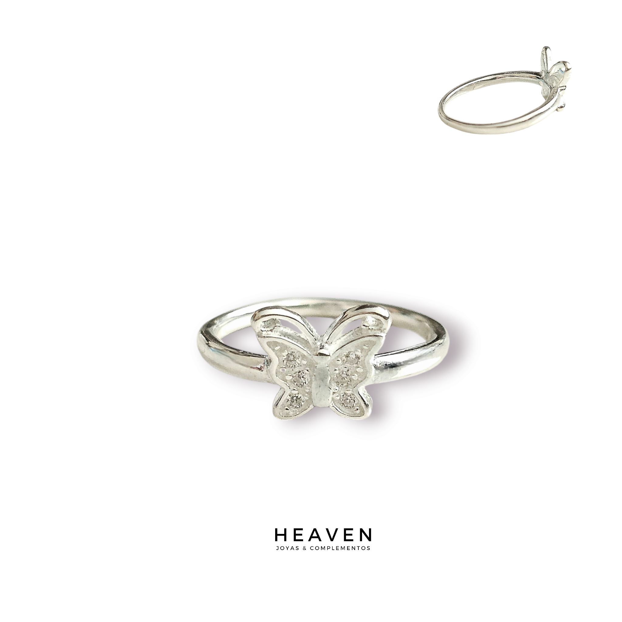 Anillo en plata. Mariposa