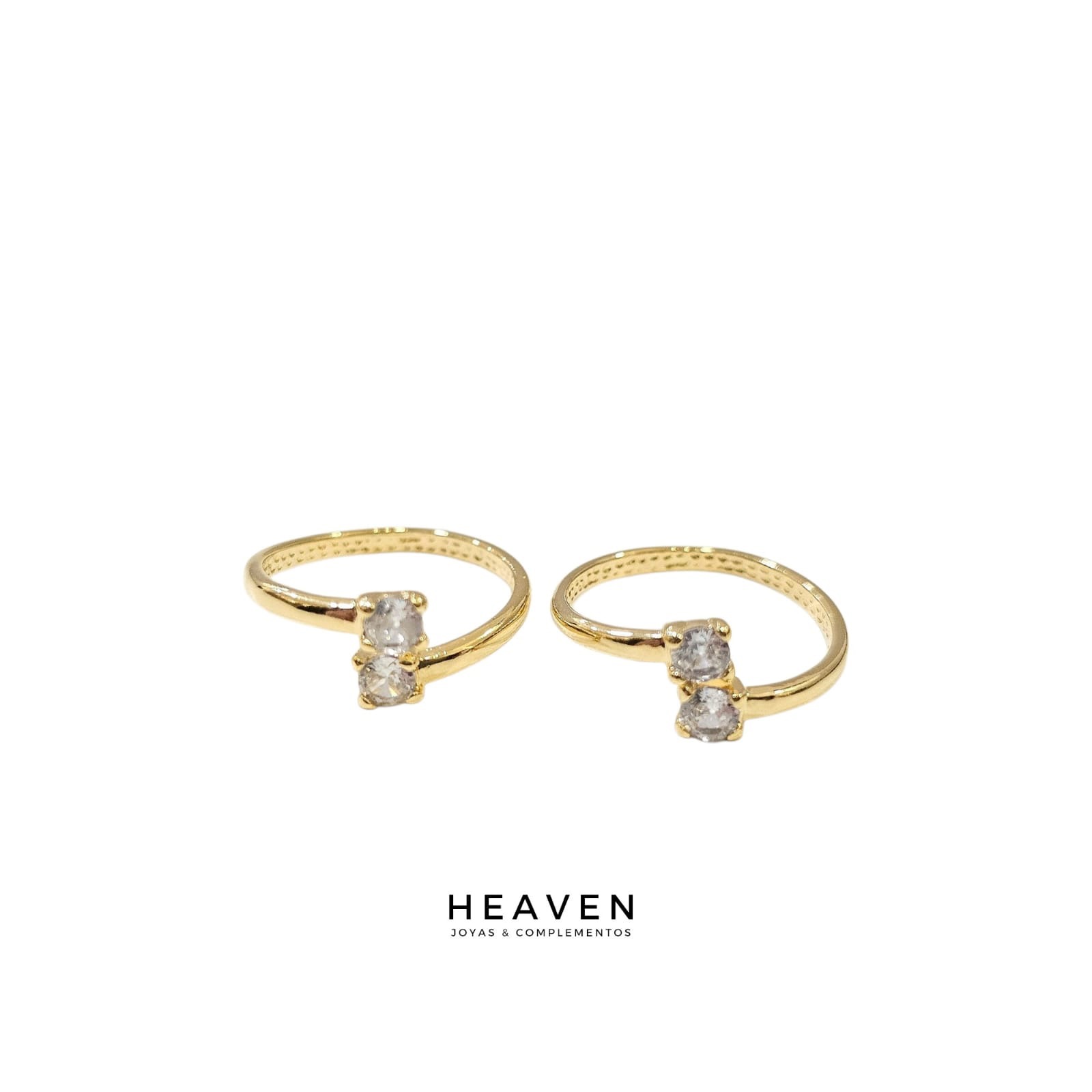 Anillos Midi enchapados en oro. Zirconias blancas