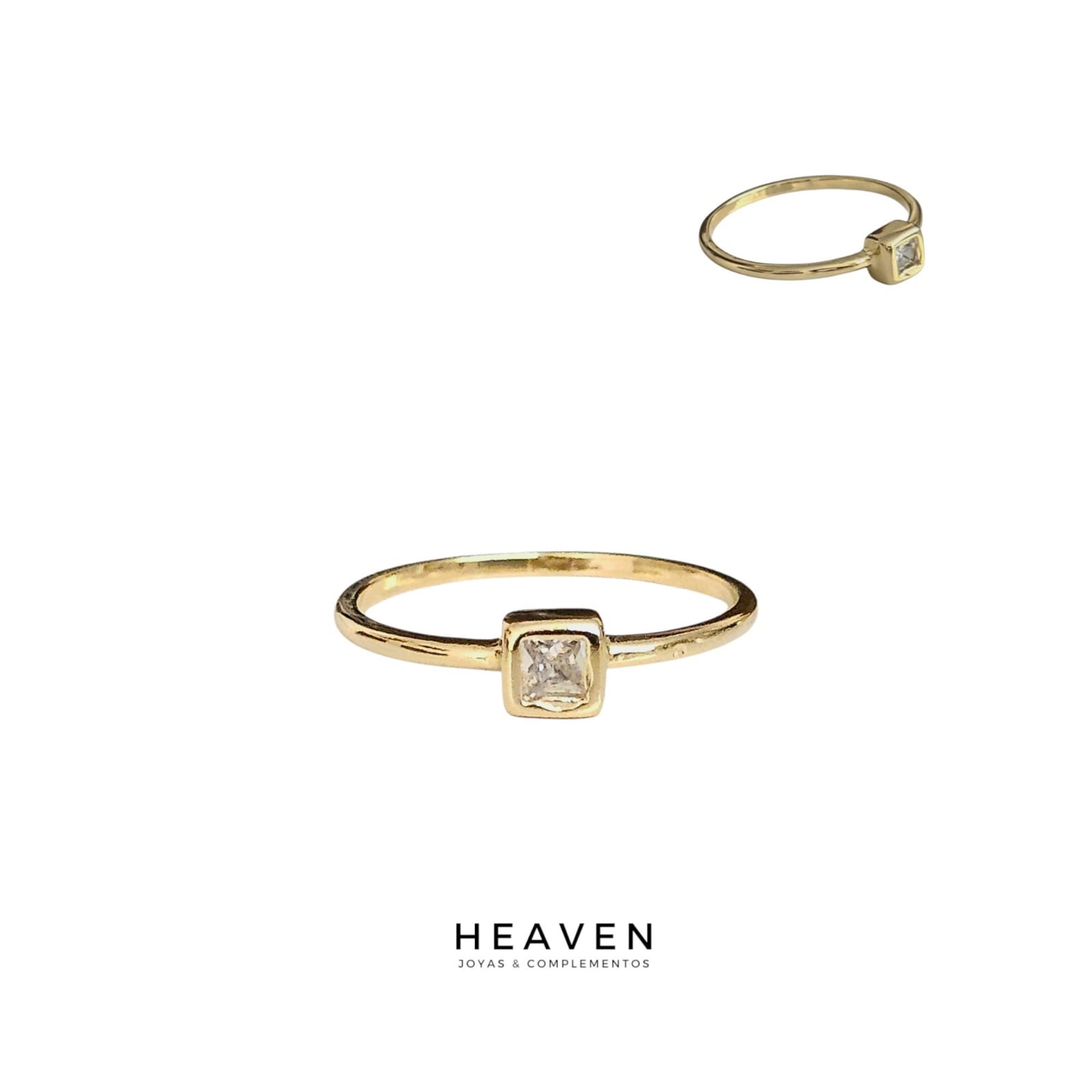 Anillo en enchapado en oro. Zirconia blanca