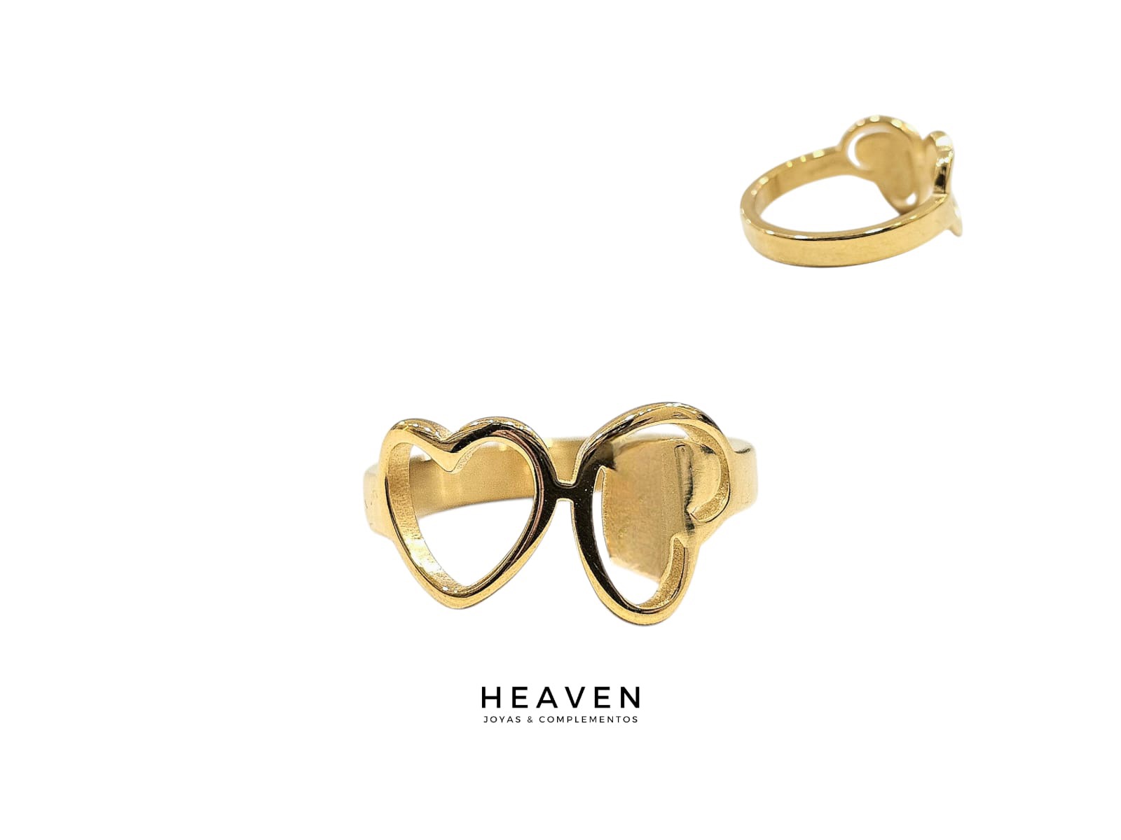 Anillo en acero. Dos corazones