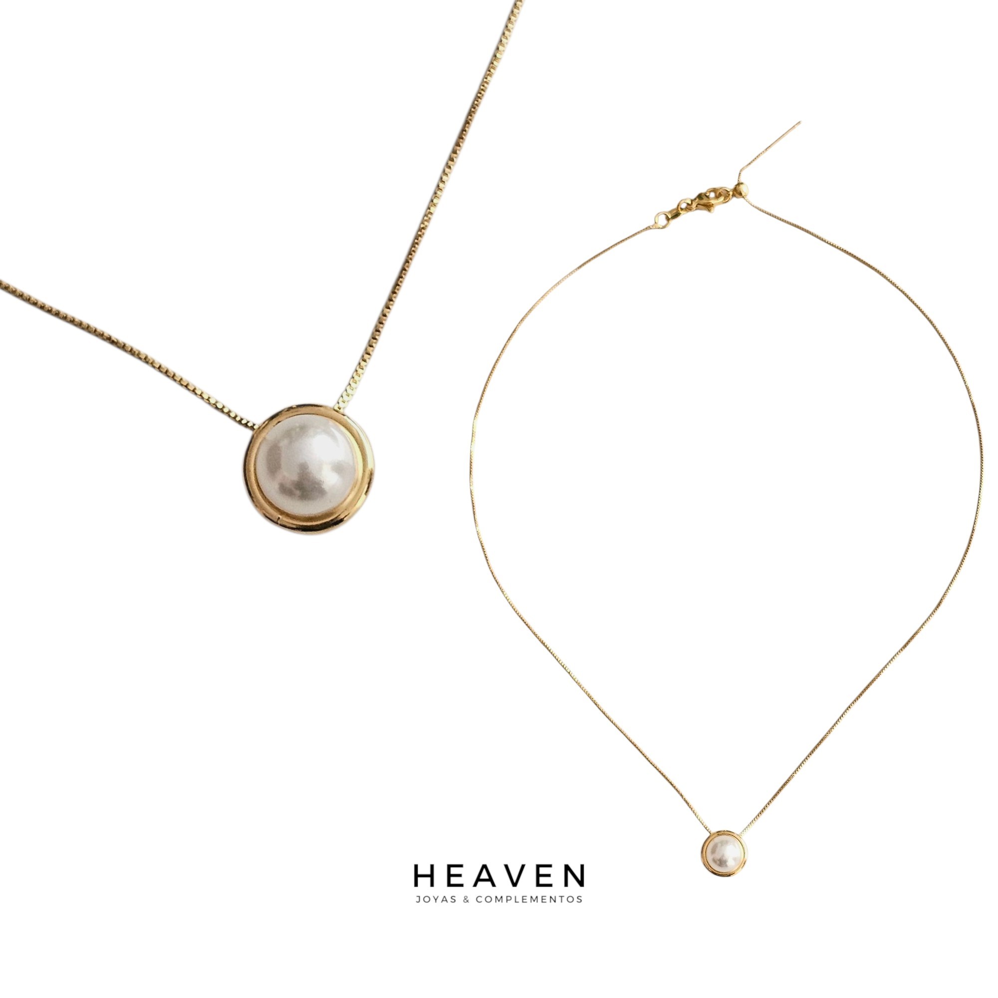 Cadena ajustable enchapada en oro. Perla