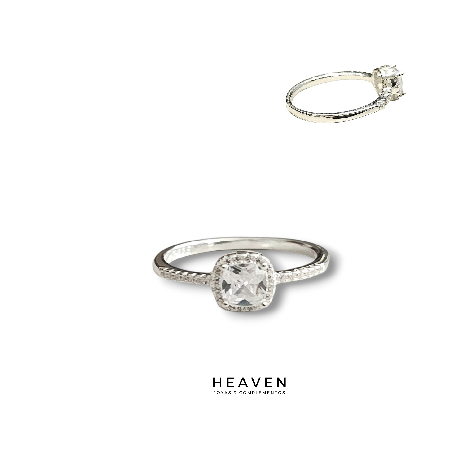 Anillo en plata. Zirconias blancas