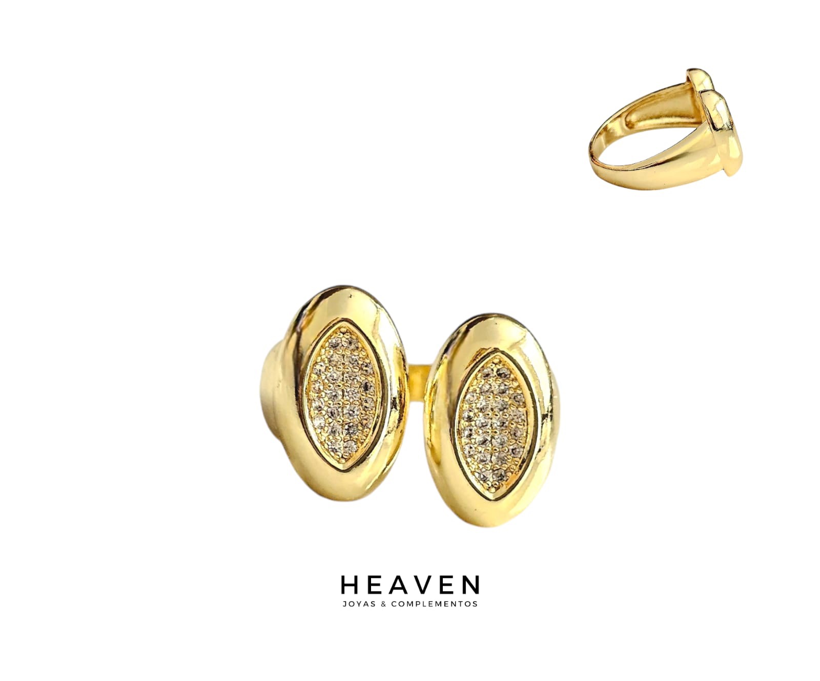 Anillo en enchapado en oro con circones blancos