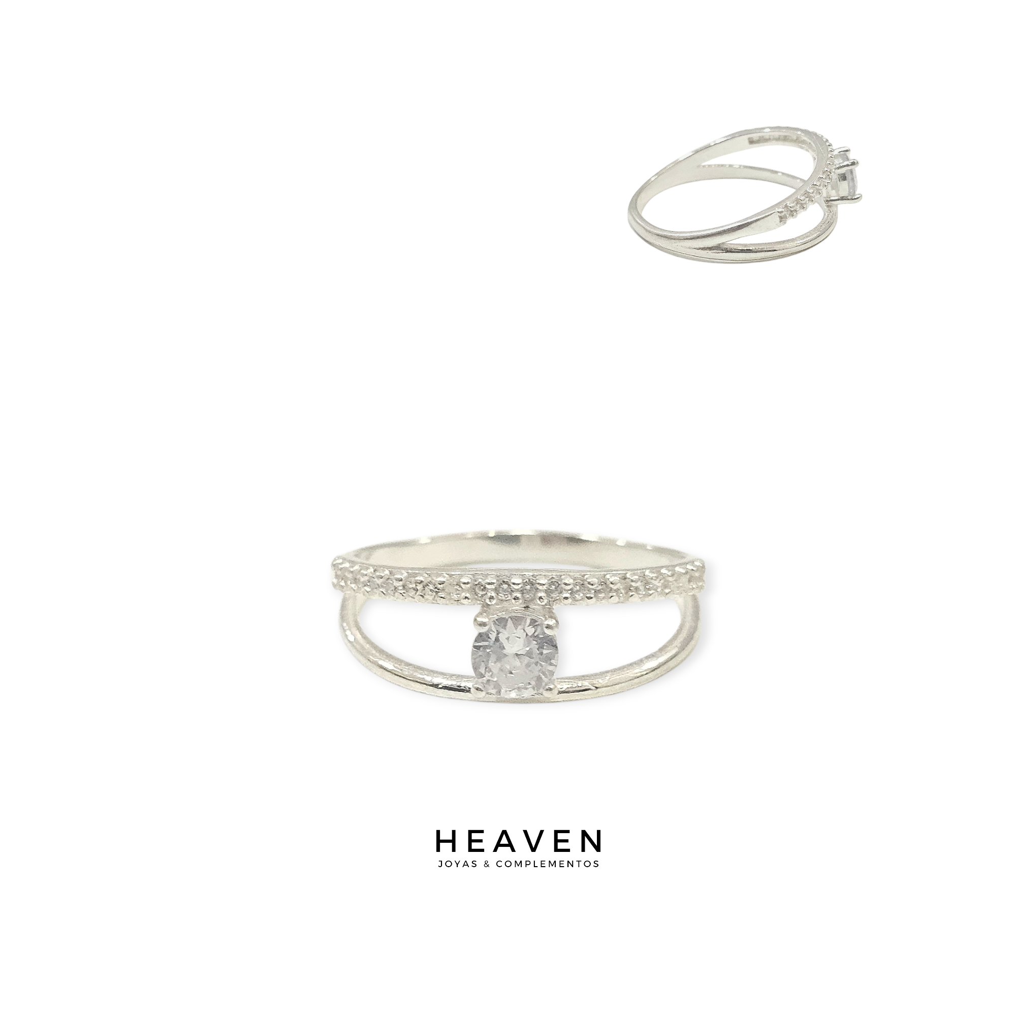 Anillo en plata. Zirconias blancas