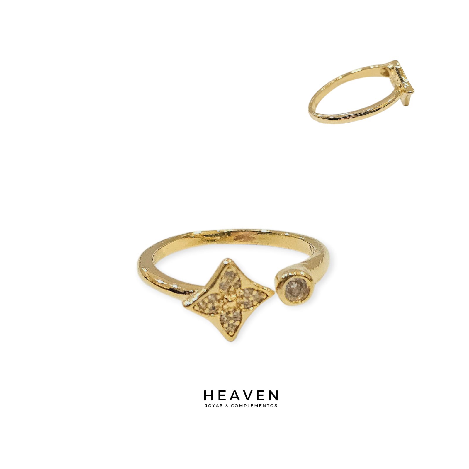 Anillo en enchapado en oro con piedras