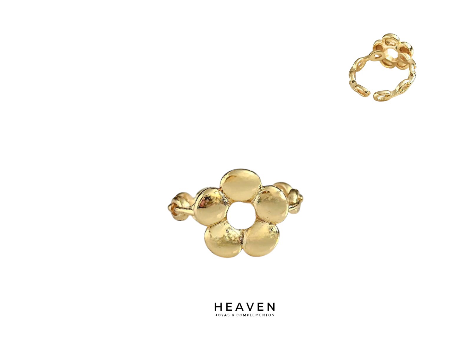 Anillo en enchapado en oro. Flor