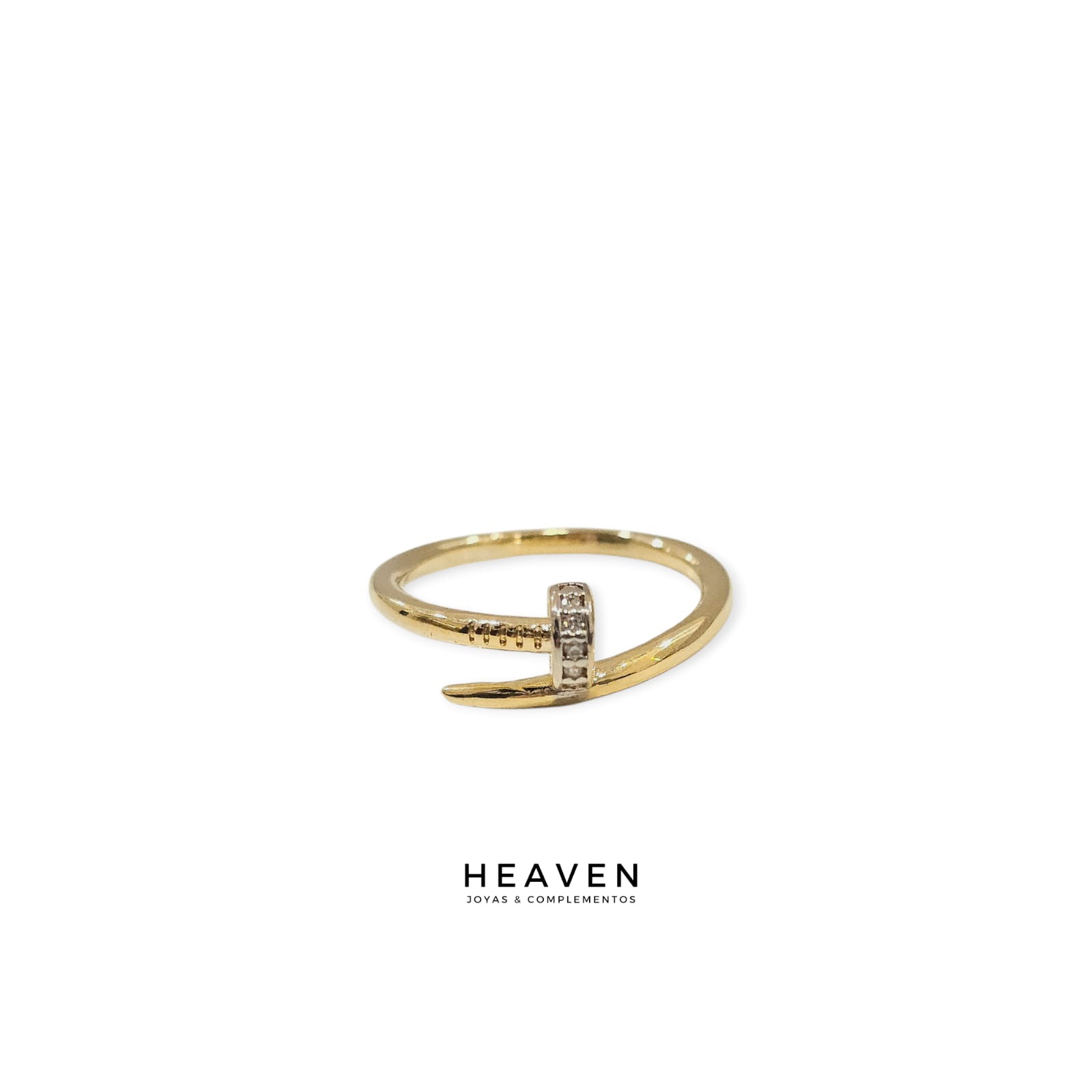 Anillo en enchapado en oro, zirconias blancas