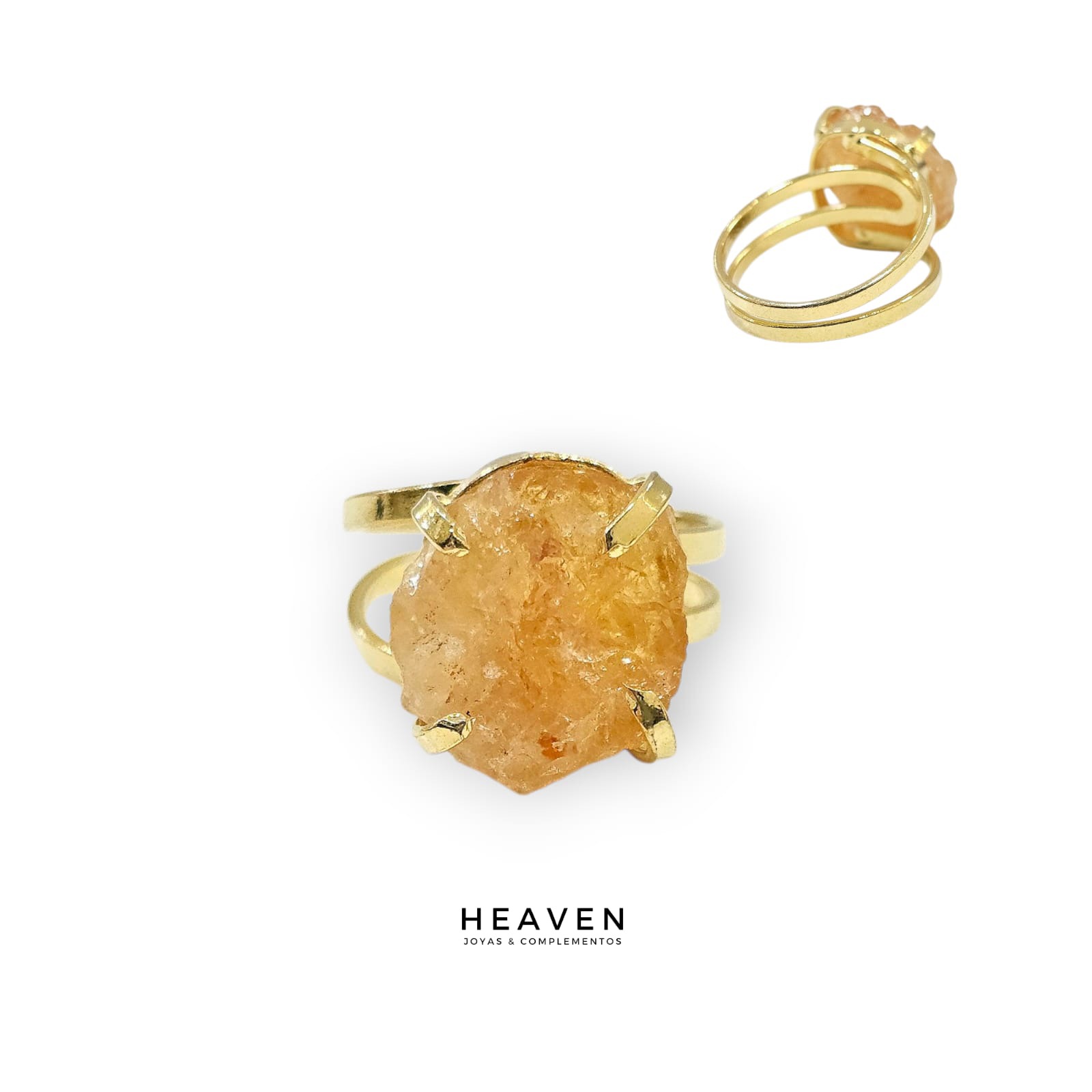 Anillo en enchapado en oro con citrino