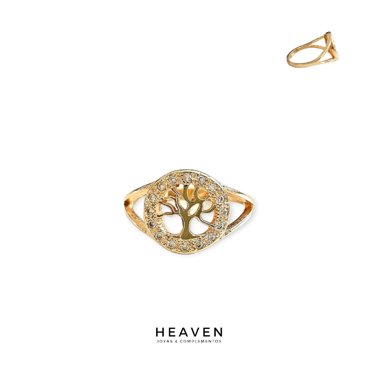 Anillo en enchapado en oro con circones.