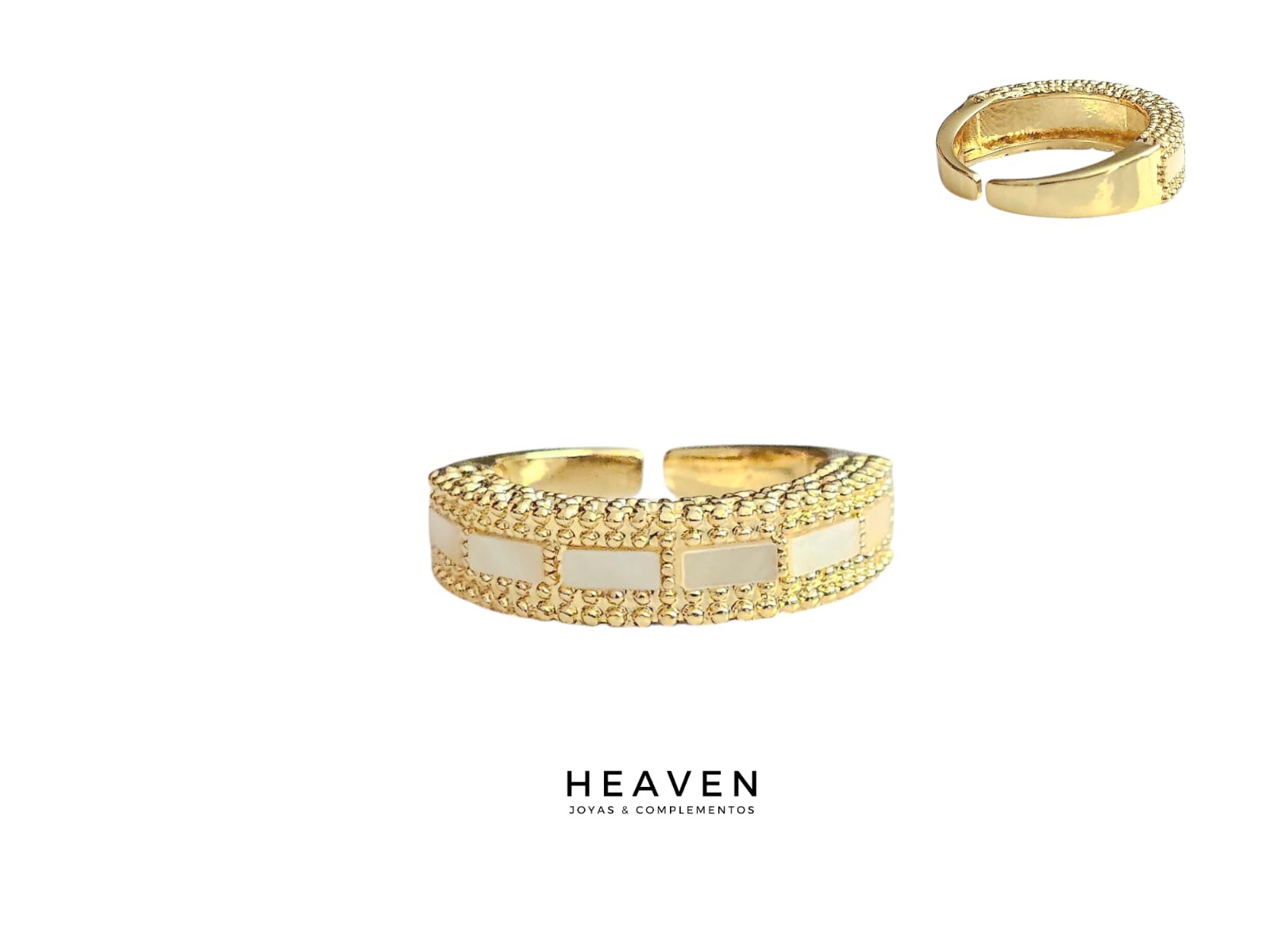 Anillo en enchapado en oro. Nácar