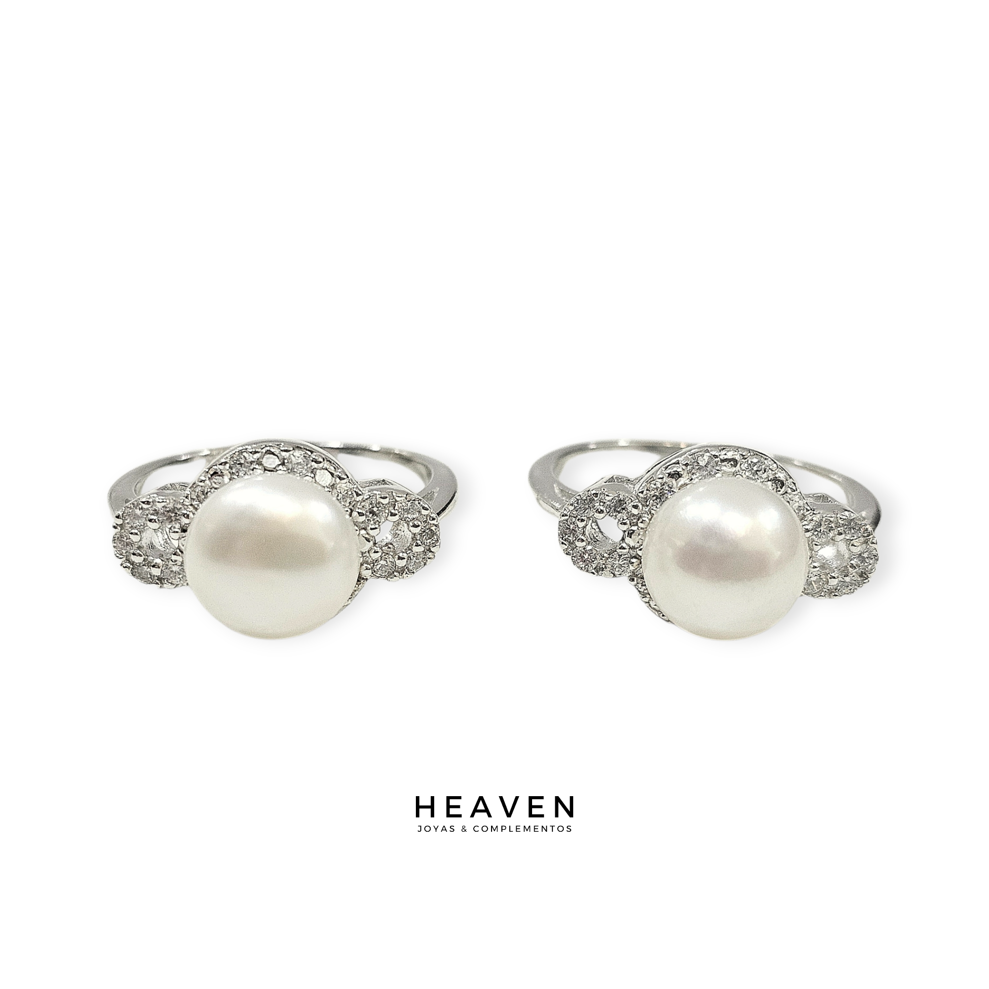 Anillo en plata. Perla y circones blancos