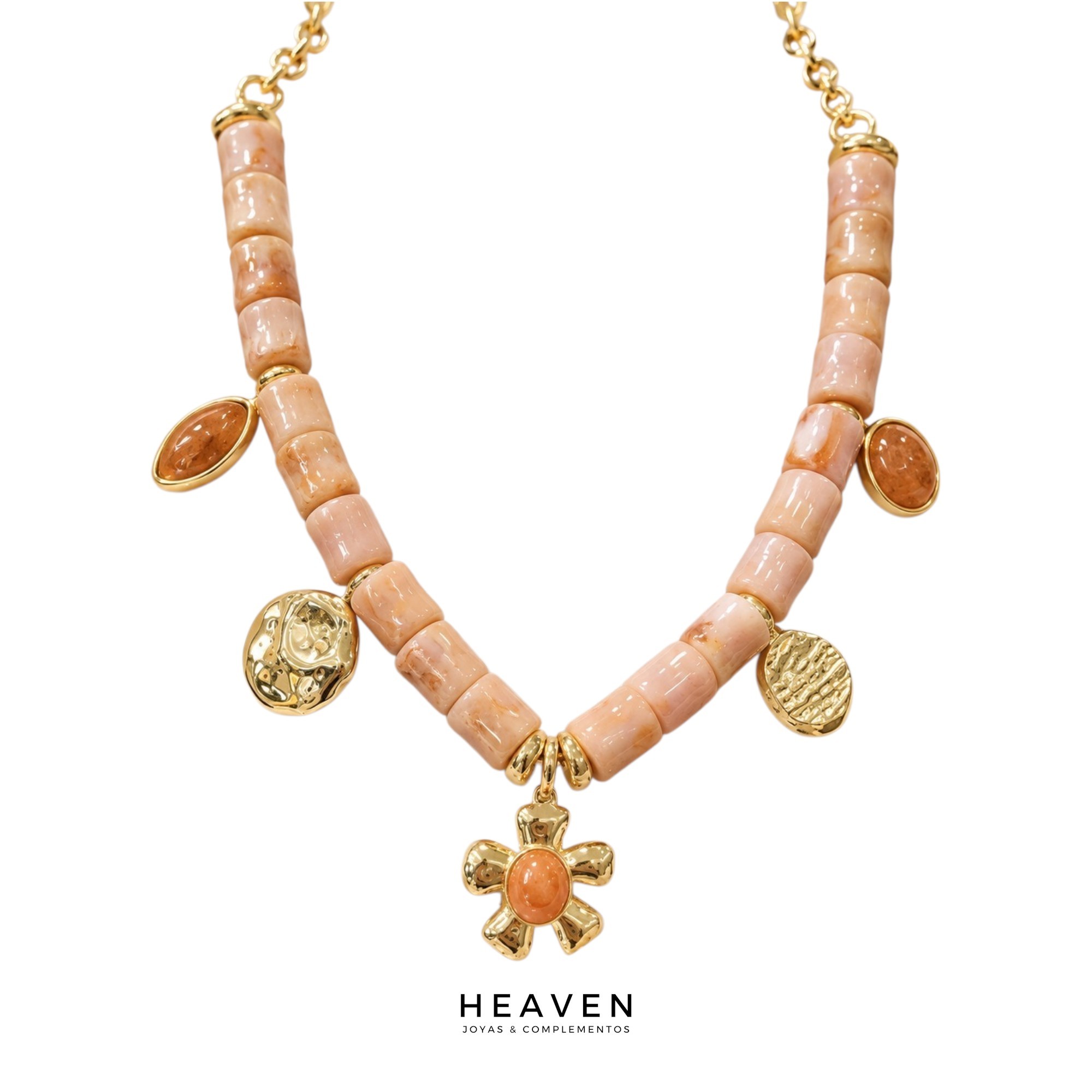 Collar enchapado en oro. Resina