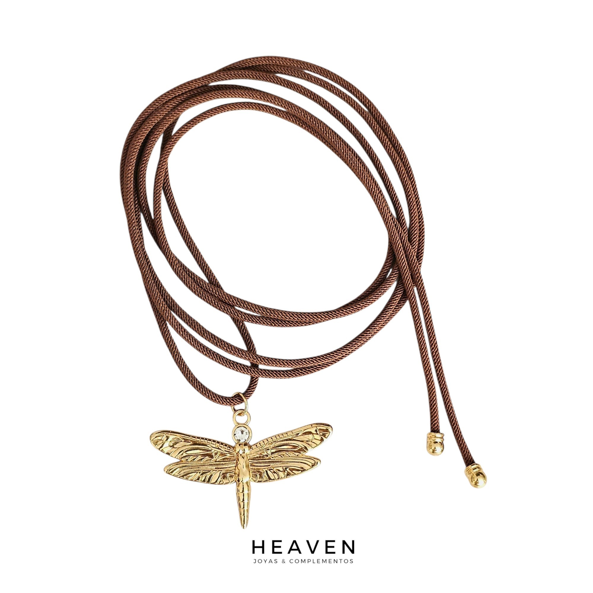 Collar anudable . Libélula enchapada en oro