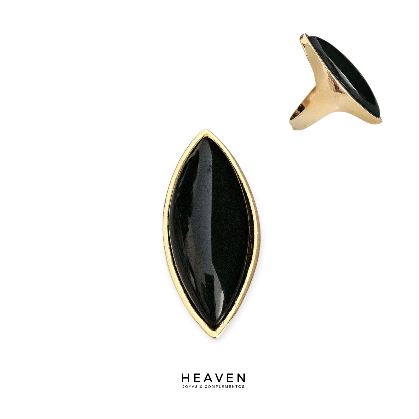 Anillo en enchapado en oro. Onix