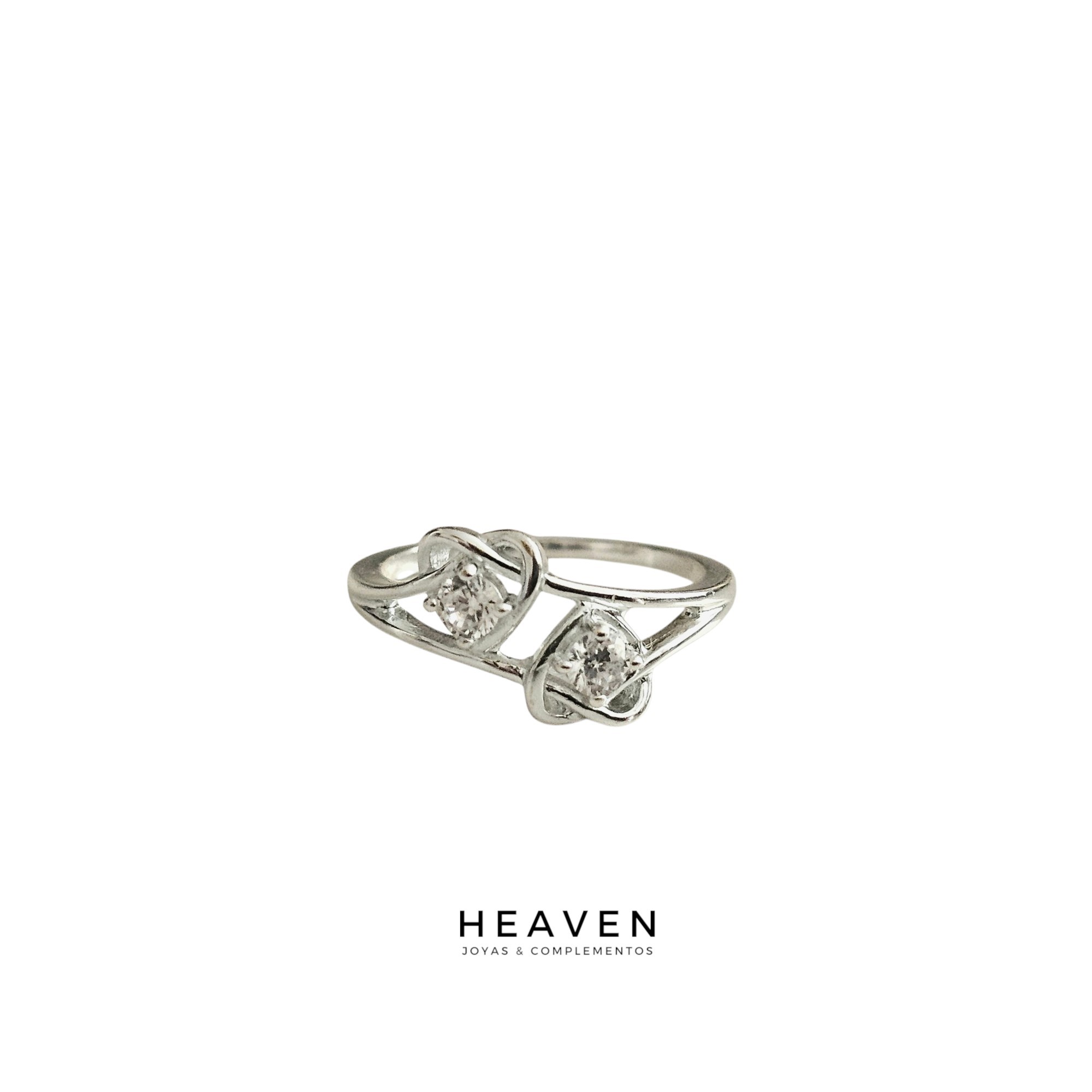 Anillo en plata. Dos corazones