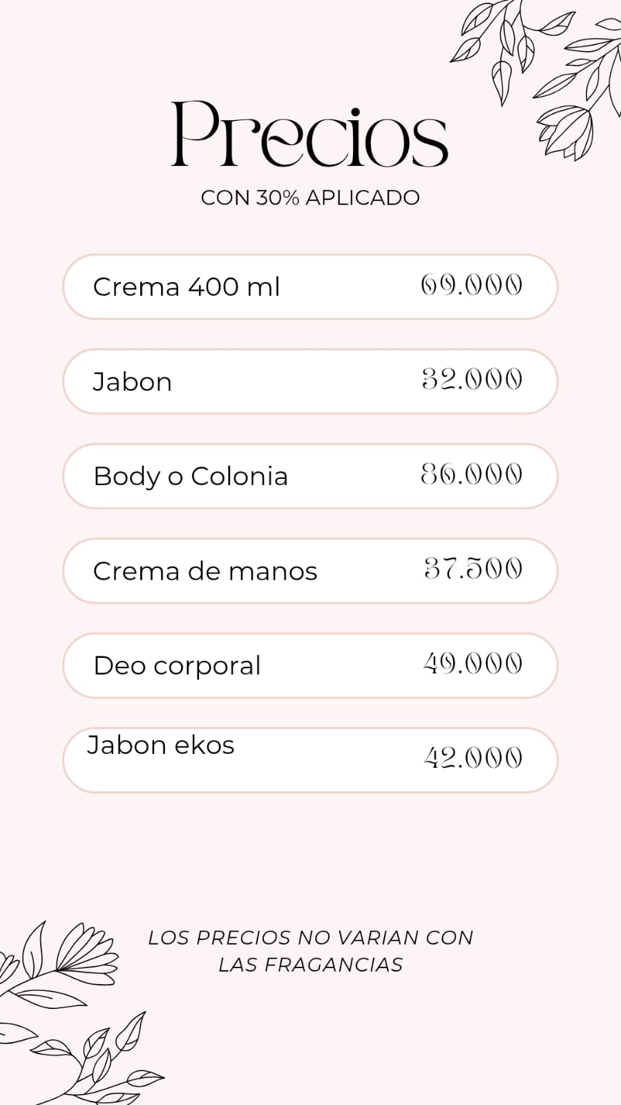 precio con 30% aplicados