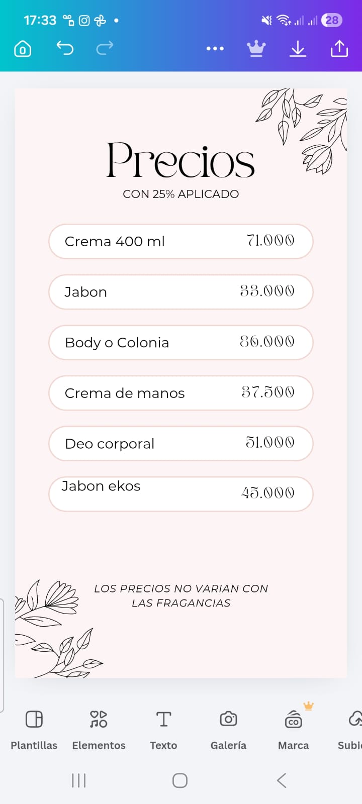 precio con 20% aplicados